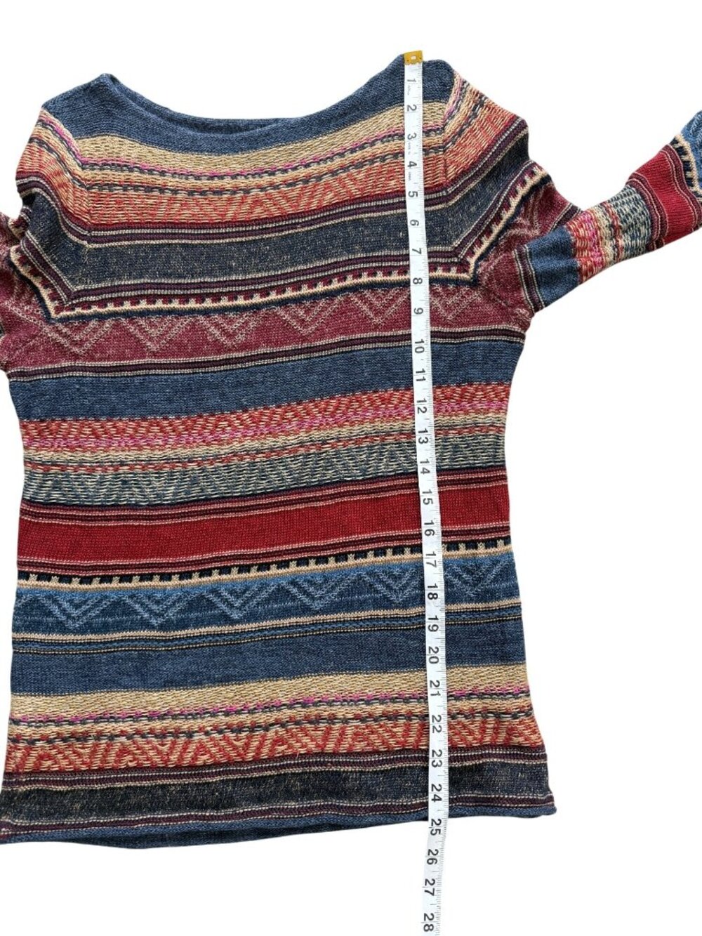 Lauren Ralph Lauren Womens Size PM Striped Knit Top Linen Cotton Boho Sweater - Picture 6 of 7